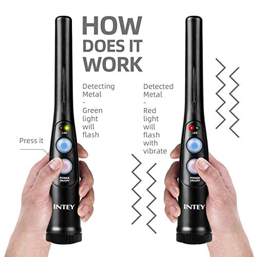 INTEY Customized Metal Detector Pinpointer Kit-360°Scanning,IP66 Water Resistant,3-LED Detection Display&Vibration Response-Handheld Metal Detector with 3 Accessories(Belt Holster,Waist Bag&Shovel)