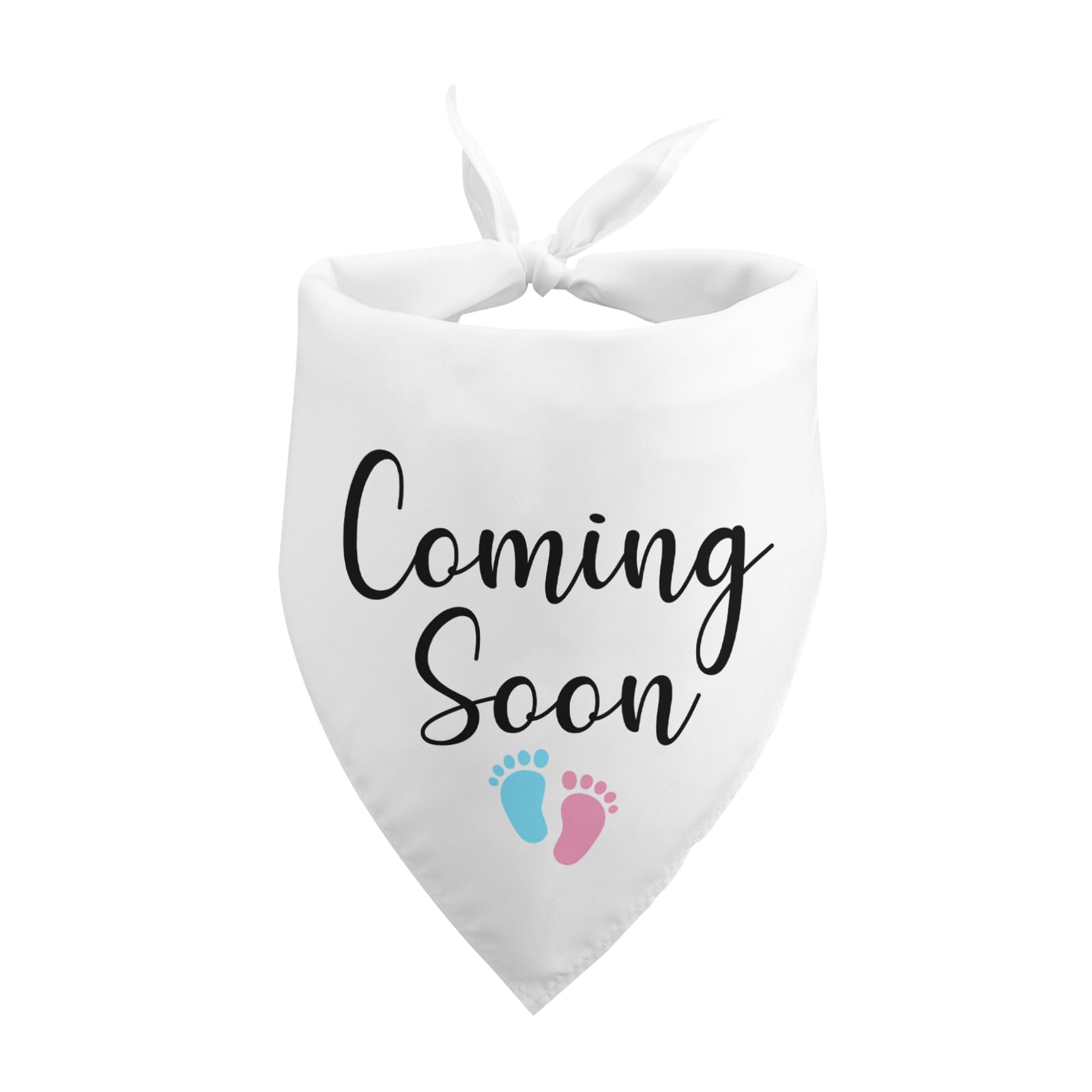 Coming Soon Baby Announcement Bandana - White Gender Reveal Photo Prop Pet Accessory for Dog Lovers