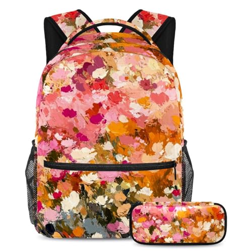 Ensemble cartable fini le désordre grand sac à dos fleurs roses avec trousse scolaire