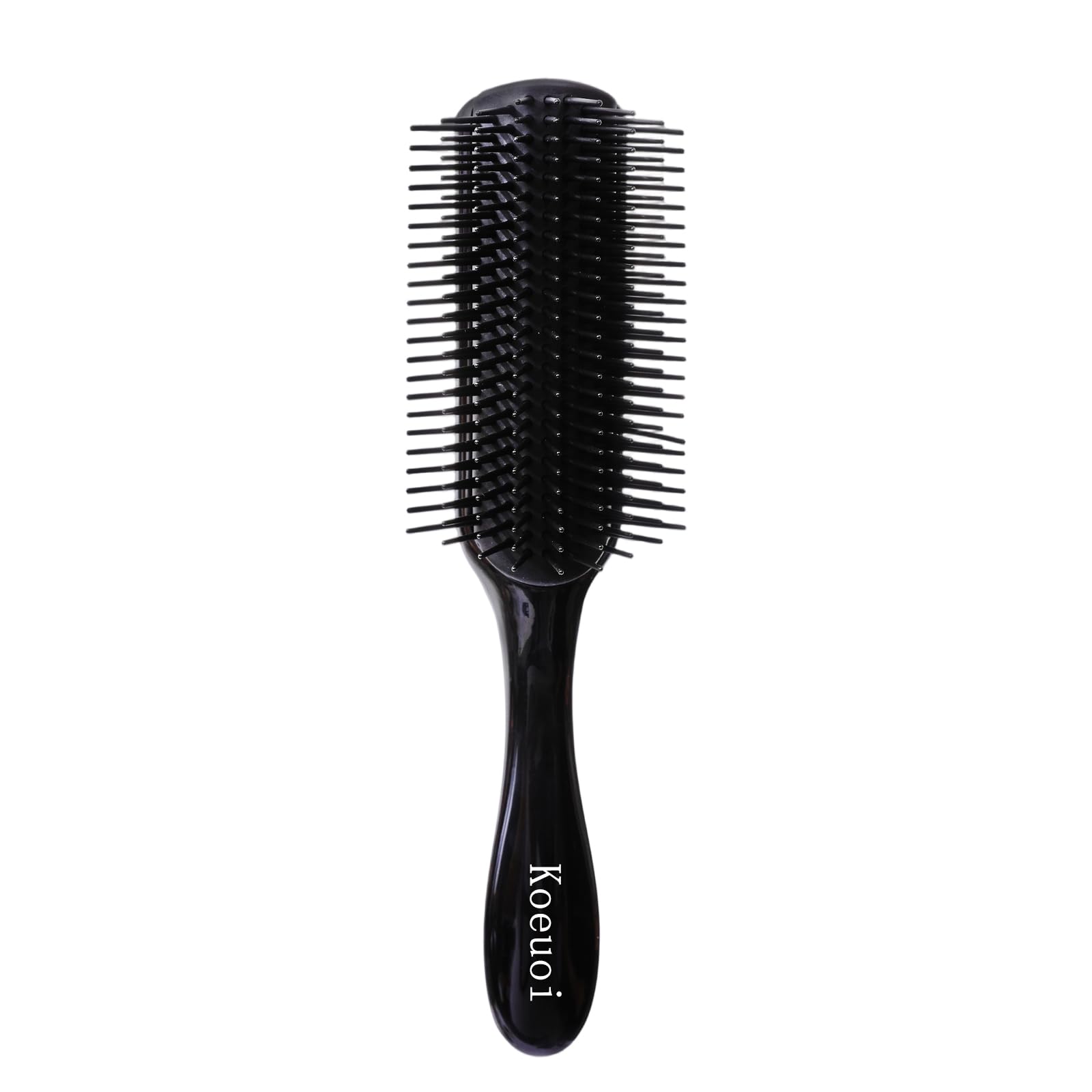 Classic Curly Hair Brush - 9 Row All Black Styling Brush for Styling, Smoothing Longer Hair and Defining Curls .For Women and Men Wet or Dry Hair.