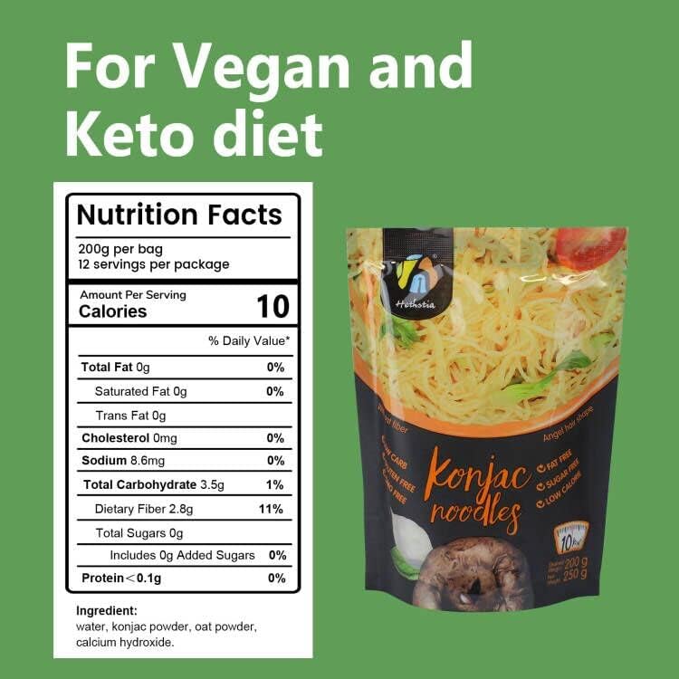 Image of Hethstia Shirataki Noodle, 6 Pack Konjac Pasta with Oat Fiber Angel Hair(52.9oz), Low Carb Ramen