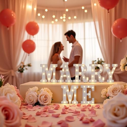 Image of Marry Me Light Up Letters, Will You Marry Me Sign for Proposal Decorations | LED Marry Me Marquee Letters, Battery Operated Marry Me Sign for Proposal Engagement Wedding Decor Valentine's Day