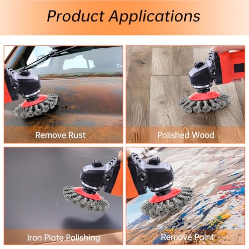 Image of ChgImposs Wire Wheel 8 Pack 4 Inch Angle Grinder Wire Brush with 5 /8 Inch Threaded Arbor Suitable for 4 1 /2 Angle Grinder， Coarse Crimped Twisted Knotted Cup Brush for Rust and Paint Removal