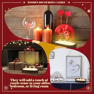 2 pack 10 inch wood dough bowl candle christmas candle decorative with wick scented candles soy xmas gifts for men women farmhouse table centerpiece homeapple and cinnamon  urban country home decor