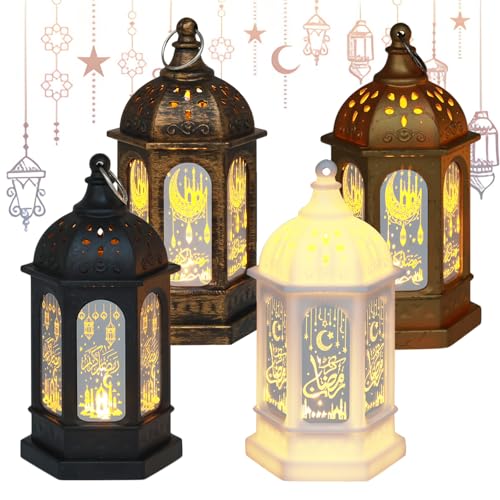 Ramadan Lantern Lights, 4 Color Ramadan Decorations Lanterns, Mini LED Hanging Eid Mubarak Decorations Lights for Table Home Garden Wedding Fireplace Decor Ramadan Lantern Lights, 4 Color Ramadan Decorations Lanterns, Mini LED Hanging Eid Mubarak Decorations Lights for Table Home Garden Wedding Fireplace Decor