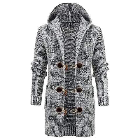 Mens Hooded Knitted Cardigan for Winter Cover