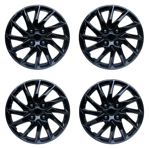 Image of Hubcap Wheel Cover Replacement R14 Hub Caps Universal-Fit Steel Wheel Rim Cover ABS Material Exterior Accessories for Car Truck SUV -Set of 4(14-inch,Black)