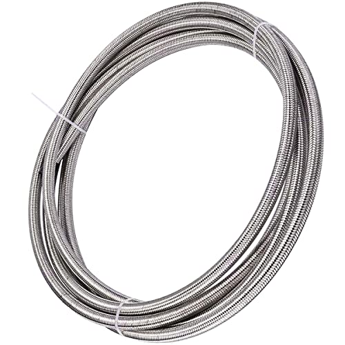 Tuyau Carburant AN6 Universel 5 Mètres Tressé Inox/nylon - Compatible Huile, Essence, éthanol - Raccords Pivotants Inclus - Pour Voitures, Motos, Marine