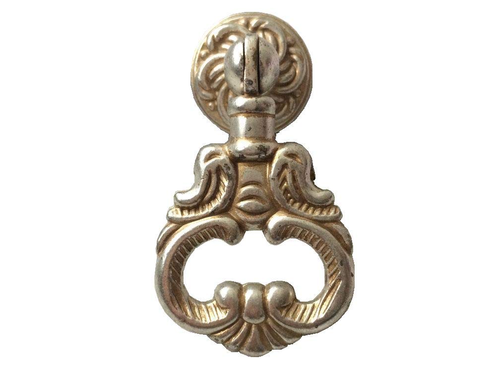 Bouton d'armoire vintage et poignée coiffeuse en finition argent patiné
