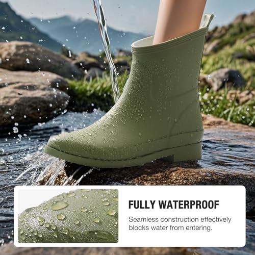 HISEA Women's Rubber Rain Boots Ankle Garden Boots for Women Short Rubber Boot Outdoor2