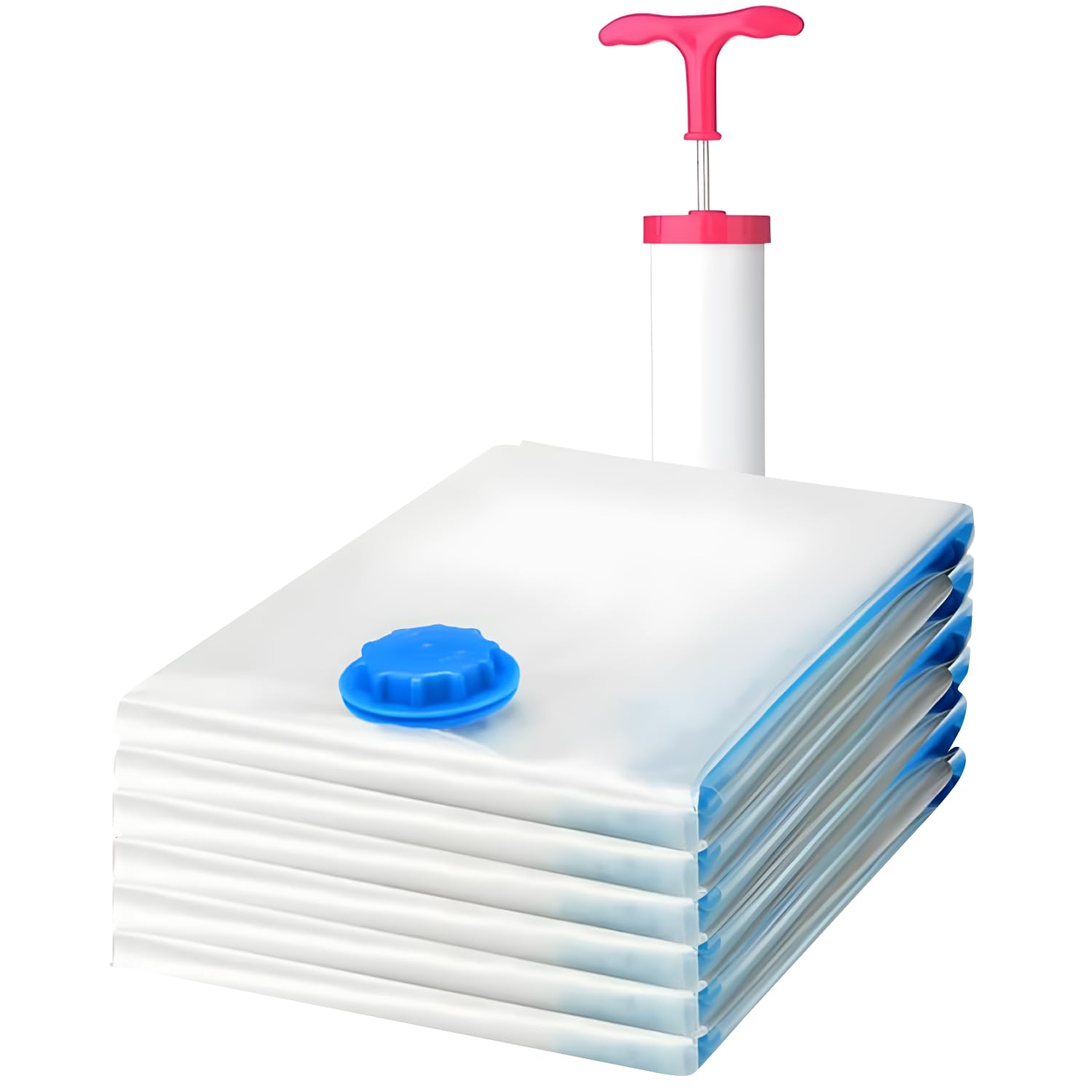 Premium Space Saver Vacuum Storage Bags - Space Saver Bags Jumbo 6 Pack - Save 80% More Storage Space - Reusable, Double Zip Seal & Leak Valve, Includes Travel Hand Pump