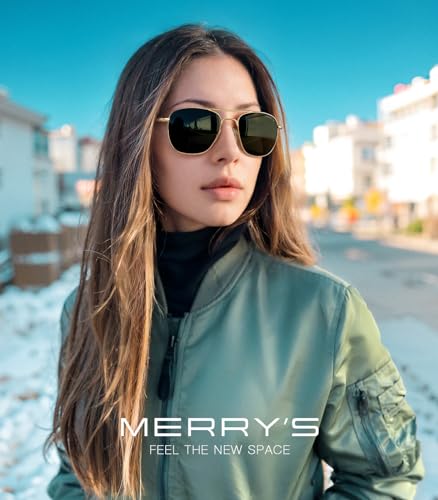 MERRY'S Classic Square Aviator Military Polarized Sunglasses for Men or Women S86362