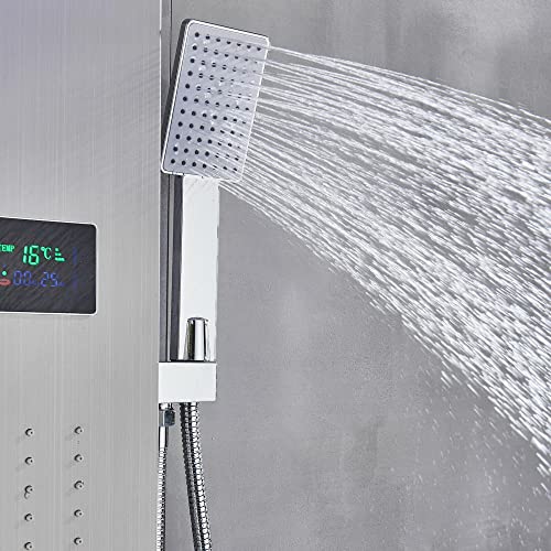 Columna de Ducha con Panel LED de Acero Inoxidable, Sistema de Chorro Lluvia y Masaje miniatura 6