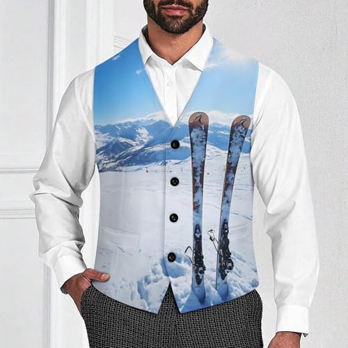 Winter Mountains Ski Equipment Men's Suit Vests Business Formal Dress Vest V-Neck Waistcoat for Wedding Casual2