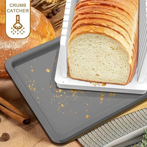 Adjustable Bread Slicer with Crumb Drawer for Even Slices of Homemade Bread, Bagels and Cakes, Foldable PP Plastic - Image 8