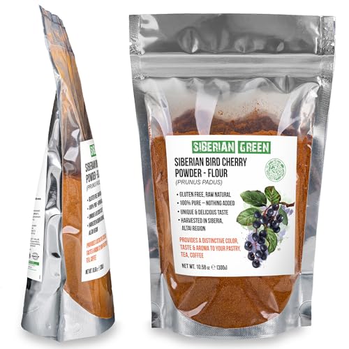 Siberian Green Authentic Bird Cherry Powder (Flour), Gluten free, Raw Natural 300gr/10.58oz , Altai Region Wild Harvested
