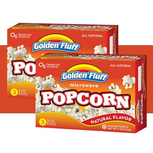 Golden Fluff Original - Vegan Healthy Microwave Popcorn | Natural Microwave Popcorn | Dairy Free, Plain, Kosher Popcorn Bags 2 Pack cover