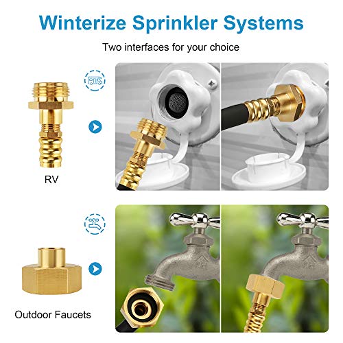 Image of RV Winterizing Kit&Sprinkler Blowout Adapter, 24 inch Air Compressor Quick-Connect Plug with Valve, Water Blow Out Fitting Adapter for Winterize Sprinkler System Winterizing RV, Motorhome Camper Boat