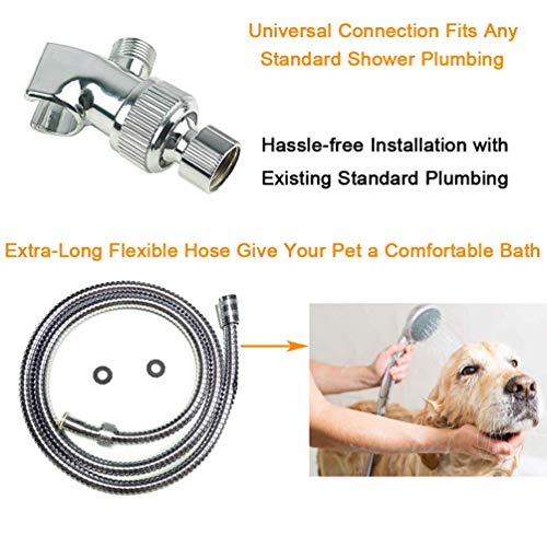 HauSun Handheld Shower Head with On/Off Switch 5 Spray Settings 6.5 Feet Extra Long Hose High