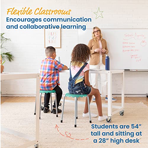 Image of ECR4Kids Daisy Stackable Stool Set, Flexible Seating, Seafoam, 8-Piece