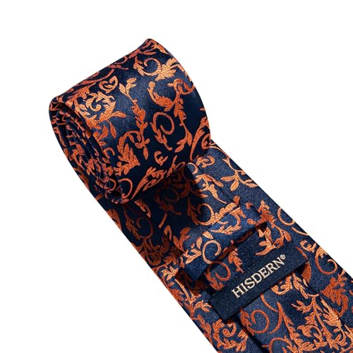 Image of HISDERN Ties for Men Paisley Floral Tie Handkerchief Classic Woven Business Formal Necktie and Pocket Square Set Wedding