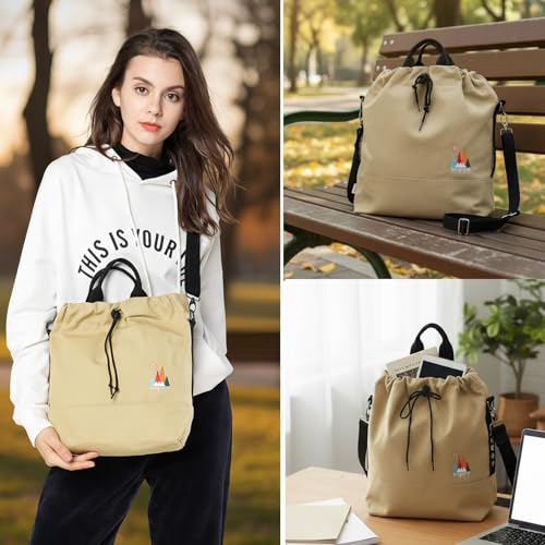 Image of Women Canvas Tote Handbags Casual Shoulder Work Bag Crossbody Bag with Sunshine Embroidery