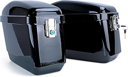 Miniatura 1 de AMOFACIO 2 bolsas de sillín de maletero duro negro para motocicleta con kit de soporte de montaje compatible con bicicletas y cruceros