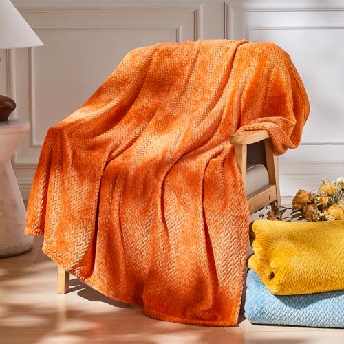 image for NEWCOSPLAY Super Soft Throw Blanket Orange Premium Silky Flannel Fleec