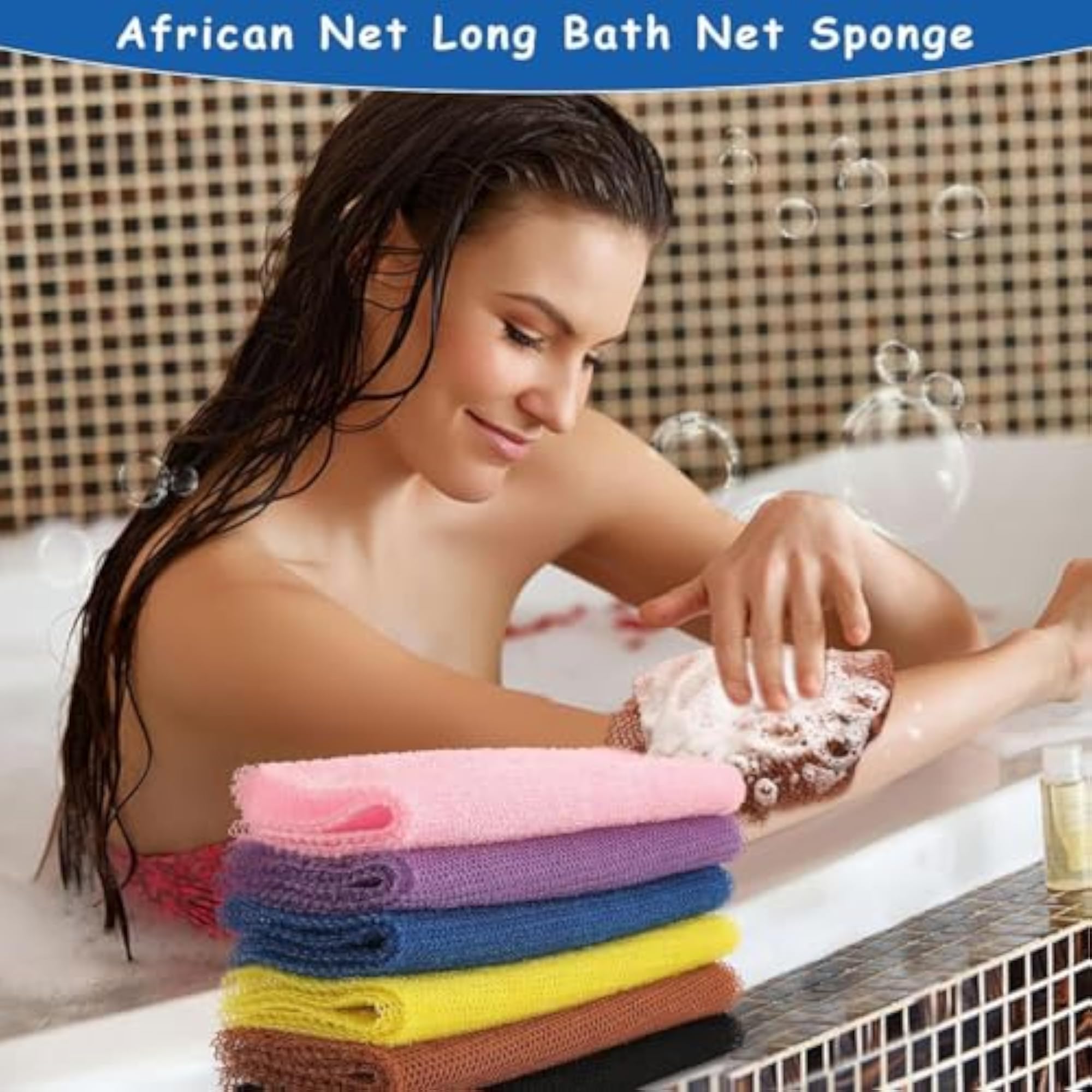 African Net Bath Sponge, Long Loofah Body Scrubber