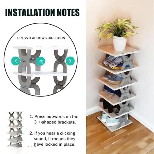 Image of STELITE 5-Layer Plastic Shoe Rack for Home | Stackable & Adjustable Foldable Shoe Organizer Shelf | Space-Saving Storage Stand with Book & Shoe Slots (Green, Medium)