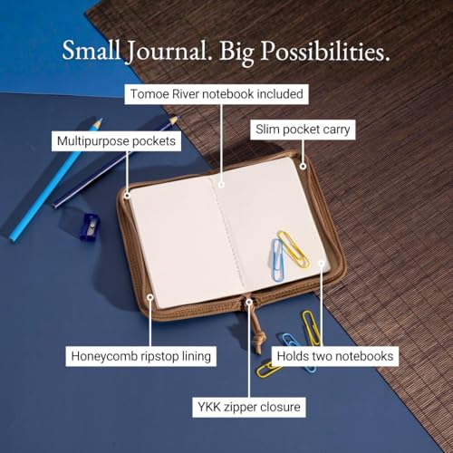 Image of LOCHBY Pocket Journal | Tomoe River 3.5 inch x 5.5 inch Notebook | Waxed Canvas | Ideal for Travelers & Daily Use, Fits Field Notes, Moleskine Cahier