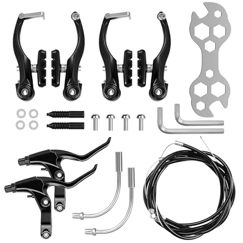 ZYQUES Fahrrad Bremsen Set Universal Komplettes Fahrradbremsen Set Aluminiumlegierung Bremskabel vorne und hinten Bremshebel Kit für Mountainbikes und Rennräder (Schwarz)