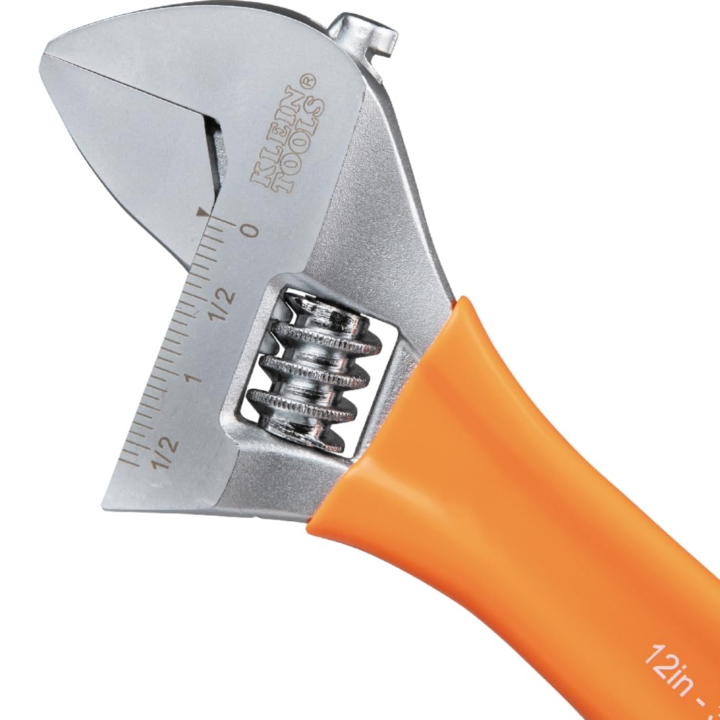 Klein Tools O50712 Verstellbarer Schraubenschlüssel, extra Kapazität, geschmiedeter, wärmebehandelter legierter Stahl, SAE, metrische Skalen, kunststoffgetauchter Griff, 30,5 cm