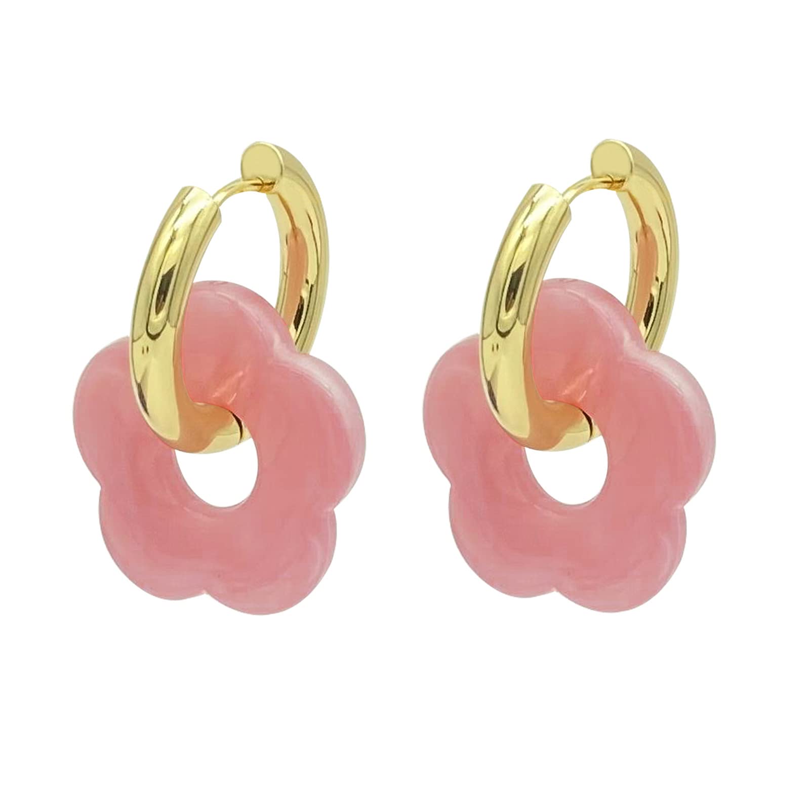 Flower Hoop Earrings for Women, Bohemia Flower Charm Earrings For Women Her Dainty Earrings Mother's Day Gift