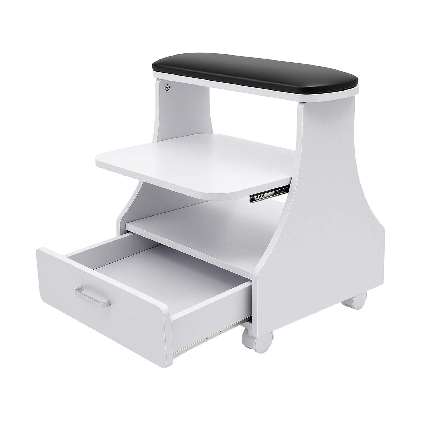 Maniküre-Trolley, Pediküre, Rollwagen, 3 Ebenen, Rollhocker, Arbeit, robuste MDF-Struktur, schwenkbare Rollen mit Bremsen, Belastung 50 kg, Zuhause, Werkstatt, Büro