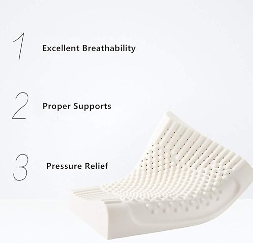 Miniatura 2 de Almohada de látex de contorno para dormir, almohadas ortopédicas para dolor de cuello, soporte de cuello para espalda, orgánica (patrón de granos)