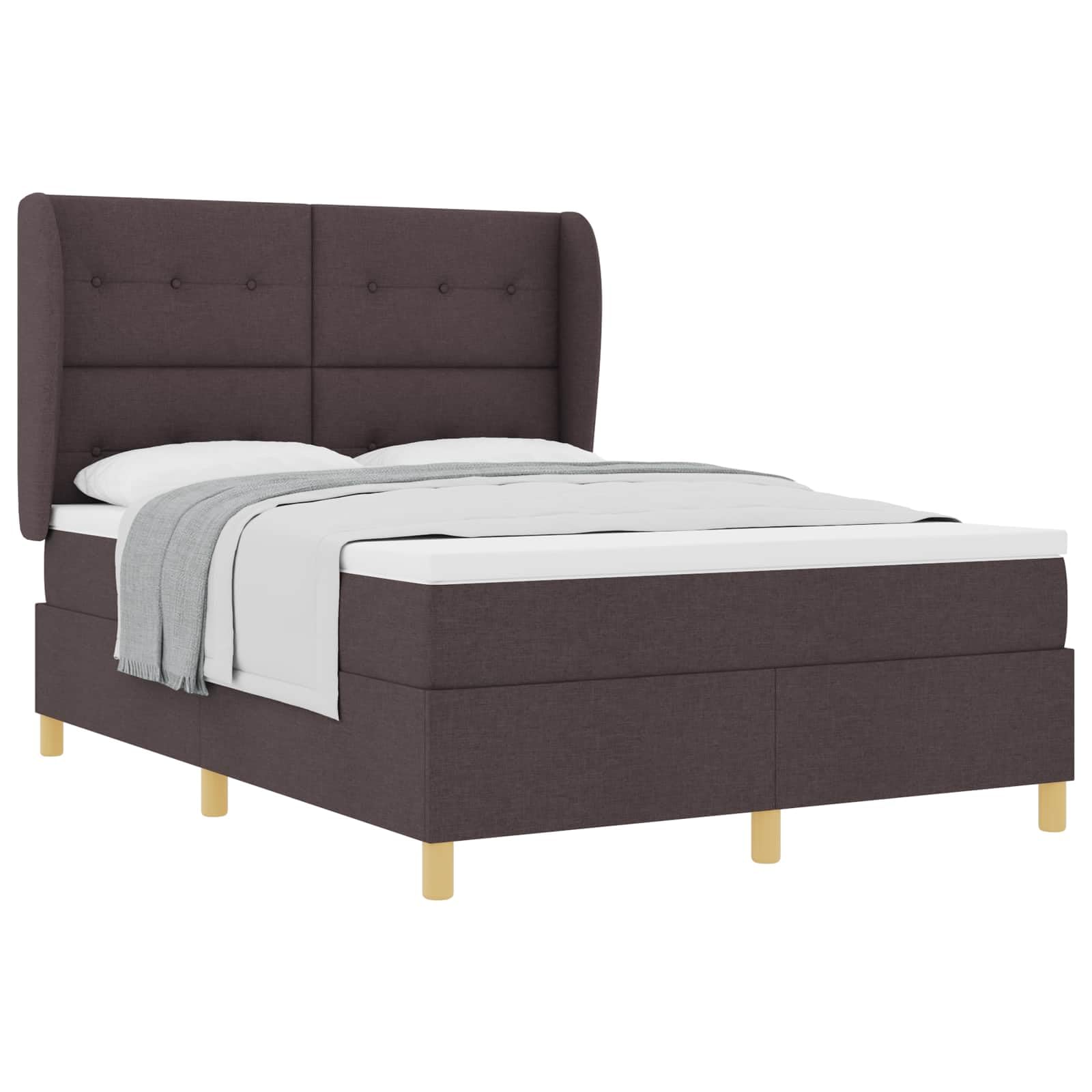 Holzrahmen höhenverstellbares Kopfteil Boxspringbett Dunkelgrau 160x200 cm | Boxspringbett mit Matratze Dunkelgrau 90x190 cm Dunkelbraun King Size Holzstoff Lattenrost Höhenverstellbar Komplettset mit