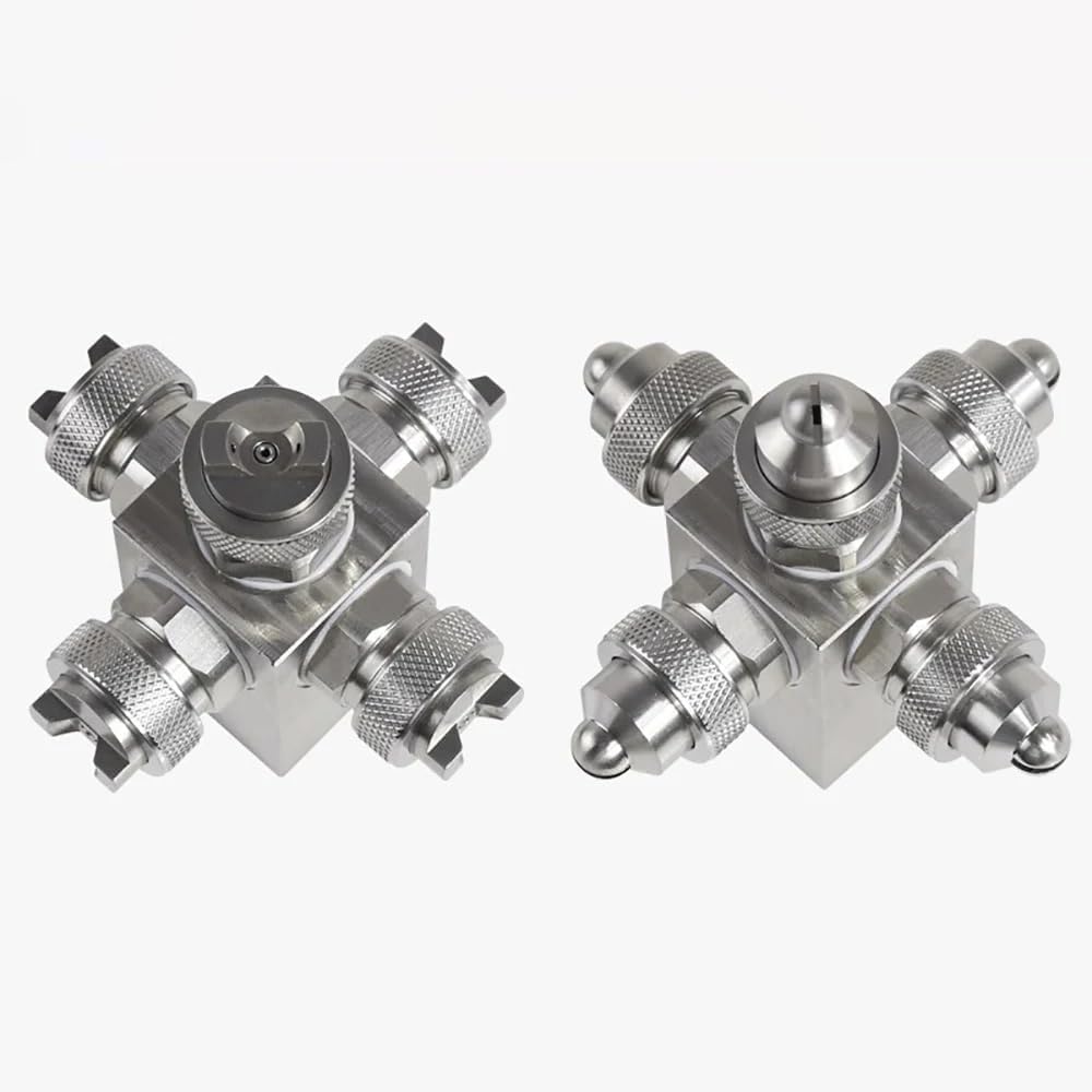 iDili Stainless Steel Multi-head Air Atomizing Nozzle - Twin-Fluid Misting Spray Head for Cooling, Dust Suppression, HuMIDIfication（A）