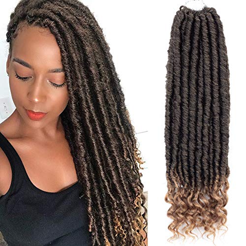 6Packs Goddess Locs Crochet Braids Prelooped Black Synthetic Hair Extensions Braiding Hair Soft Long （T1B/27）
