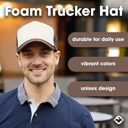 Image of Funky Junque Foam Trucker Hat, Trucker Hats for Women & Men - Blank Adjustable Snapback Mesh Back Baseball Cap