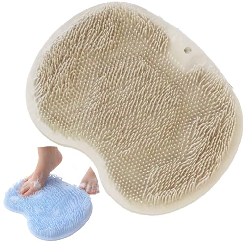 フットブラシ 足洗いマット ボディブラシ 足洗いブラシ 足の匂い消し フットケア シリコン 角質ケア かかとケア フットグルーマー フック付き 浴室 ニオイ予防 (ベージュ)