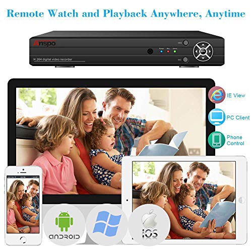 ANSPO Full HD 4CH CCTV DVR Recorder+2x 1080P Indoor/Outdoor 2MP Camera DVR System Kit (No HDD)