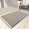 AMOAMI Upgraded Waffle Bath Mat, Super Absorbent Non Slip Bath Mats for Bathroom Floor, Machine Washable Bathroom Rugs with Tassels, Rubber Backed Bathroom Mats, Ultra Soft, 18" x 30"