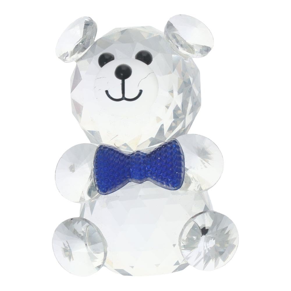 gifthub Crystal Bear Statue, Beautiful Glass Bear Decoration Cute Red Love Little Bear Statue Home Decoration Dining Table Animal Collection Gift, Red Love Transparent Bear Decoration(B)