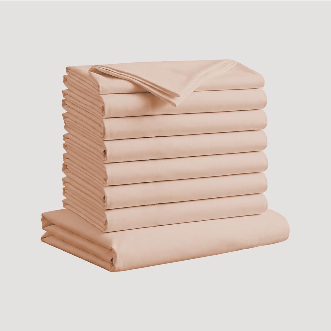 ZIYA HOMES Pillow Cases 8 Pack - Beige Housewife Pillowcases - 200TC Soft Brushed Microfiber Pillow Covers with Envelope Closure (50 x 75 cm)