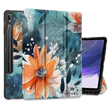 Yebiseven Capa para Samsung Galaxy Tab S10 Plus/S9 Plus/S9 FE Plus 2024 12,4 polegadas 2023, capa para tablet Samsung Tab S10+/S9+/S9 FE+ com ativar/hibernar automático e carregamento S Pen, flor