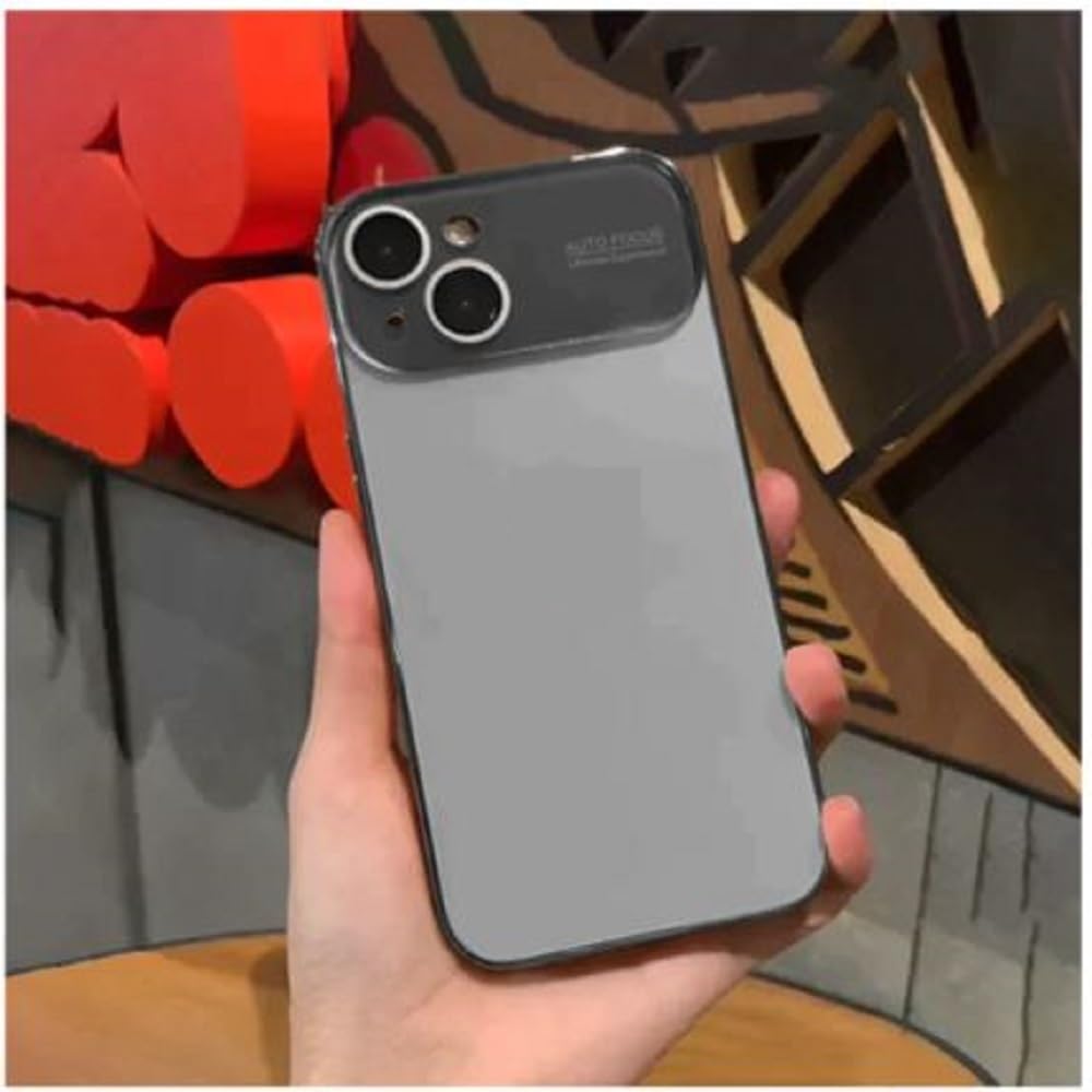Exotic Flourish Compatible with iPhon 15 Luxury Auto Focus Case Soft Matte PC Glass Protective Camera Lens Plating TPU Back Cover Compatible with iPhon 15 (Matte Silver)
