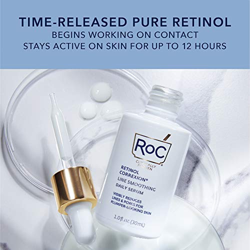 Roc Retinol Correxion Pore Refining Line Smoothing Serum, Daily Anti-Aging Wrinkle Treatment With Squalane, Skin Care For Fine Lines, Dark Spots, Post-Acne Marks, 1 Fl Oz #TOP5