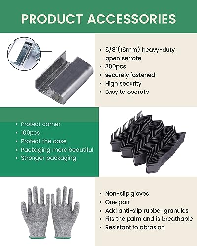 foundgo pet banding strapping kit for heavy duty tough pallet packaging strapping tool with gt1500lbs 5834 x 100039 pet strapping roll amp its own pull-out box 100 corner protectors 300 seals