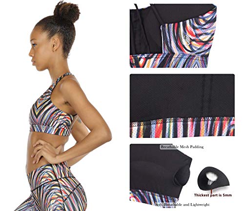 Image of icyzone Women's Padded Strappy Workout Running Sports Bras Medium Impact